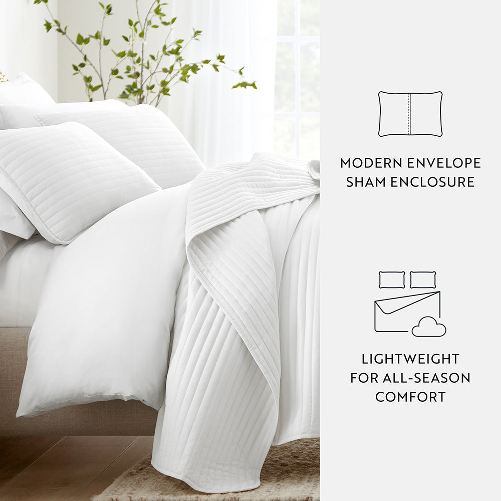 3-Piece Stripe Stitch Quilted Coverlet Set