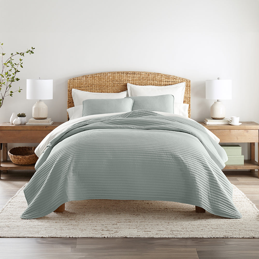 3-Piece Stripe Stitch Quilted Coverlet Set